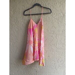 Lilly Pulitzer 100% Silk Medium Lined Pink Orange Yellow Adj. Strap Womans Dress